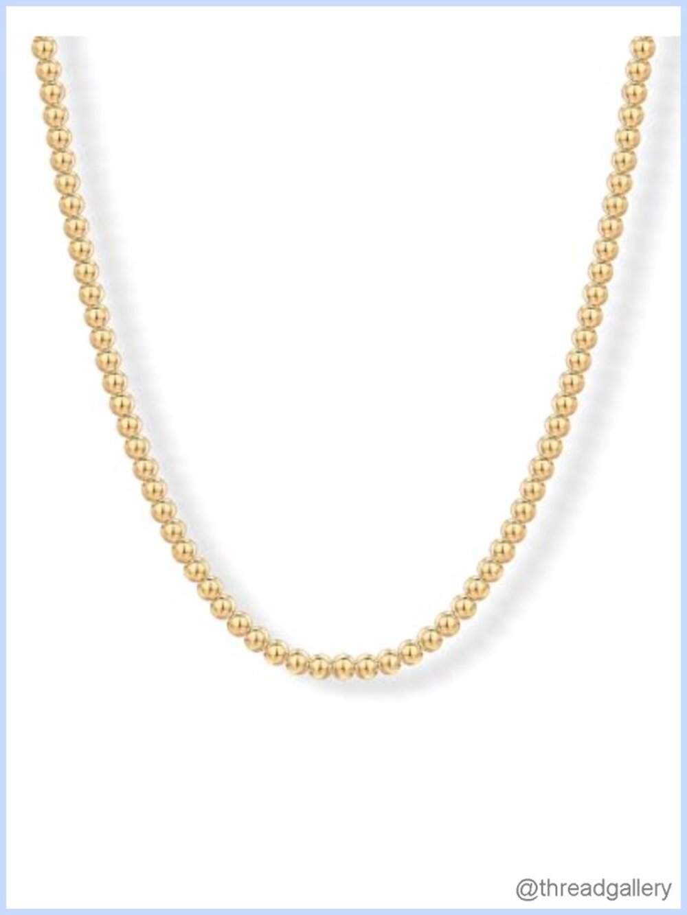 14K Gold Plated Beaded Ball Chain Necklace Adjustable Layering Jewelry